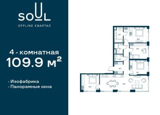 Продается 4-комнатная квартира, 109.9 м2, Москва, жилой комплекс Соул, к1, САО