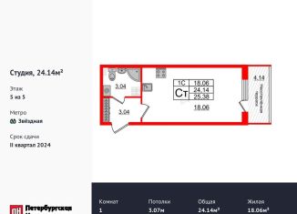 Продам квартиру студию, 23.4 м2, Санкт-Петербург, Пулковское шоссе, 95к3