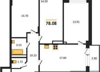 Трехкомнатная квартира на продажу, 78.1 м2, Воронеж, Покровская улица, 19