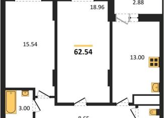 2-комнатная квартира на продажу, 62.5 м2, Воронеж, улица Антонова-Овсеенко, 35С