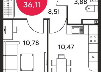 Продается однокомнатная квартира, 36.1 м2, Ростовская область