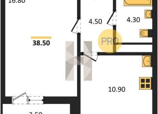 1-комнатная квартира на продажу, 38.5 м2, Воронеж, улица Шишкова, 140Б/6