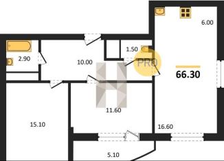 Продажа двухкомнатной квартиры, 61.4 м2, Воронеж