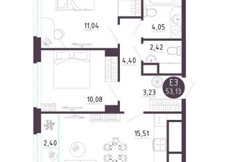 Продам 2-ком. квартиру, 53.1 м2, Рязань