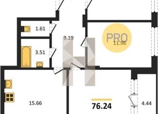 Продается 3-ком. квартира, 76.2 м2, Воронеж, улица Фёдора Тютчева, 105