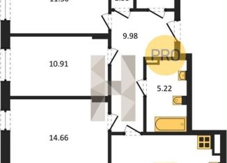 Продам 2-комнатную квартиру, 71.6 м2, Воронеж, бульвар Содружества, 1, Железнодорожный район