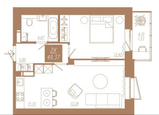 Продажа 2-ком. квартиры, 49.3 м2, Красноярский край