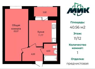 Продам 1-комнатную квартиру, 40.6 м2, Мордовия, улица Филатова, 15