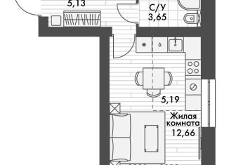 Продается однокомнатная квартира, 26.6 м2, поселок Октябрьский