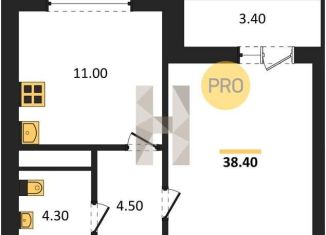 Продам 1-комнатную квартиру, 38.4 м2, Воронеж, Московский проспект, 66