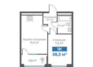 Продажа 1-ком. квартиры, 38.3 м2, Тюмень, Калининский округ, Интернациональная улица, 199А