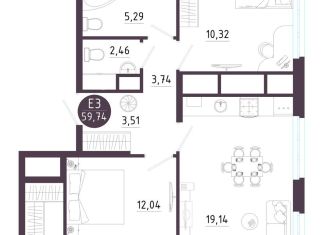 Продаю 2-комнатную квартиру, 59.7 м2, Рязань