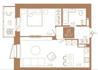 Продажа 2-ком. квартиры, 49.4 м2, Красноярский край