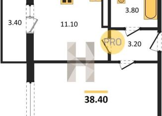 Продается однокомнатная квартира, 38.4 м2, посёлок Отрадное, Осиновая улица, 13