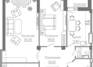 Продам двухкомнатную квартиру, 104.9 м2, Ростовская область, проспект Михаила Нагибина, 38