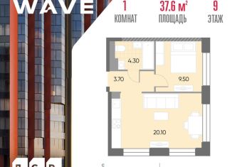 Однокомнатная квартира на продажу, 37.6 м2, Москва, ЮАО