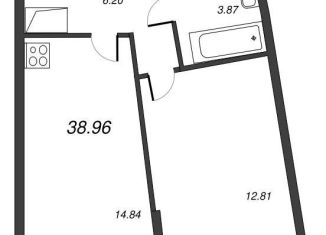 Продам 1-ком. квартиру, 41.9 м2, Мурино