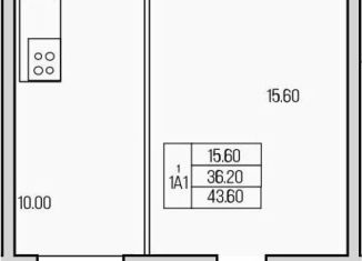 1-ком. квартира на продажу, 43.6 м2, Ленинградская область