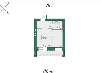 Продам 1-ком. квартиру, 33.4 м2, Томск, Нижний переулок, 51, Советский район