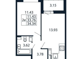 Продается 1-ком. квартира, 35.9 м2, Ленинградская область