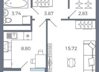 Продажа 1-комнатной квартиры, 37.9 м2, поселок Придорожный