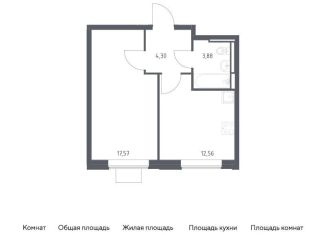 Продаю 1-ком. квартиру, 38.3 м2, село Ям, жилой комплекс Прибрежный Парк, 10.1