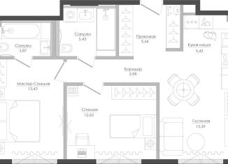 Продается двухкомнатная квартира, 63.8 м2, Москва, район Западное Дегунино