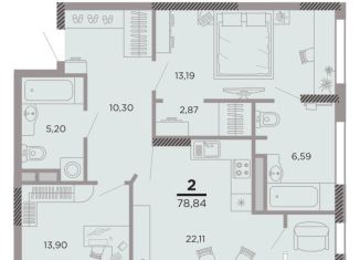 Продаю 2-ком. квартиру, 76.5 м2, Рязань, Московский район