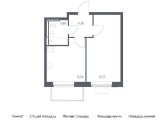 Продается однокомнатная квартира, 38.3 м2, село Ям, жилой комплекс Прибрежный Парк, 7.1