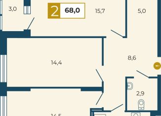 Продам двухкомнатную квартиру, 69.5 м2, Екатеринбург, улица Татищева, 105