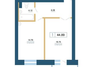 Продам однокомнатную квартиру, 44.9 м2, Красноярск, Железнодорожный район