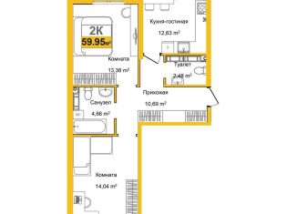 Продаю 2-ком. квартиру, 60 м2, Симферополь, ЖК Город Мира