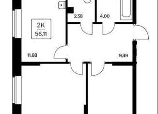 Продажа двухкомнатной квартиры, 56.4 м2, Новосибирск, Заельцовский район