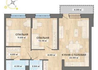 Продается двухкомнатная квартира, 73.2 м2, Екатеринбург, ЖК Северное Сияние