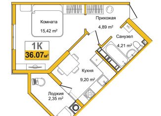 Продается однокомнатная квартира, 36.1 м2, Симферополь, ЖК Город Мира