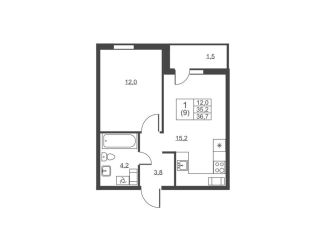 Продается 1-ком. квартира, 36.7 м2, городской посёлок имени Свердлова