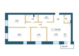 Трехкомнатная квартира на продажу, 107.4 м2, Красноярск, ЖК Новоостровский