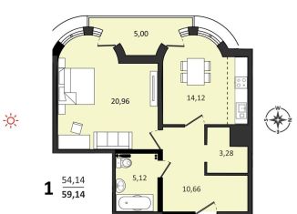 Продается 1-ком. квартира, 59.1 м2, Хабаровск