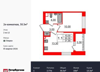 Продаю 1-ком. квартиру, 30.3 м2, Санкт-Петербург