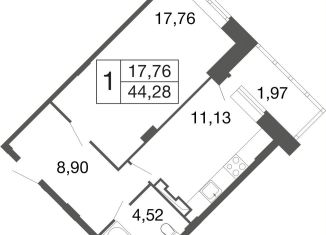 Продаю 1-ком. квартиру, 44.3 м2, Московская область, жилой комплекс Времена Года, к11