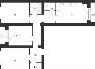 Продаю 3-ком. квартиру, 81.1 м2, деревня Нижняя Китаевка