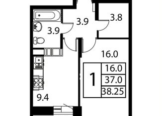 Продажа 1-ком. квартиры, 38.3 м2, Московская область