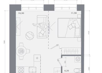 Продаю 1-комнатную квартиру, 39.2 м2, Казань