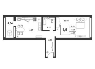 Продаю 1-комнатную квартиру, 44 м2, Новгородская область