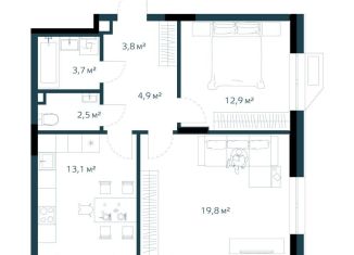 2-ком. квартира на продажу, 60.7 м2, Владивосток, улица Басаргина, 3