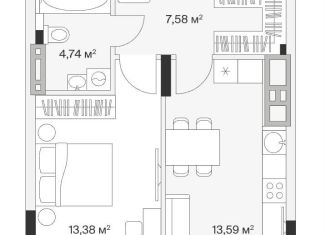 Продаю 1-ком. квартиру, 40.4 м2, поселок Малое Исаково