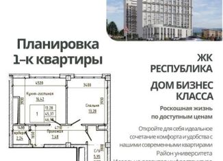 Квартира на продажу свободная планировка, 47 м2, Кабардино-Балкариия, улица Ахохова, 104