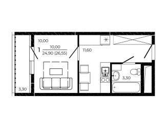 Продам квартиру студию, 26.6 м2, Ростов-на-Дону