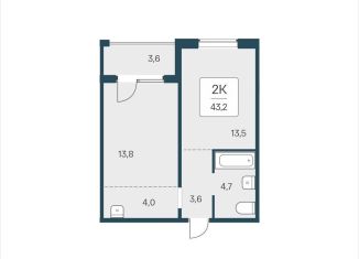 Продается 2-комнатная квартира, 43.2 м2, Новосибирск, Кировский район