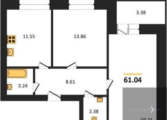 Продается двухкомнатная квартира, 61 м2, Воронеж, улица Курчатова, 26Б, Советский район